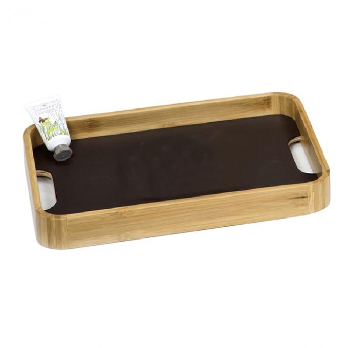 Hotel Guestroom Leather Bamboo Tray Rectangle Multi use Customized 1